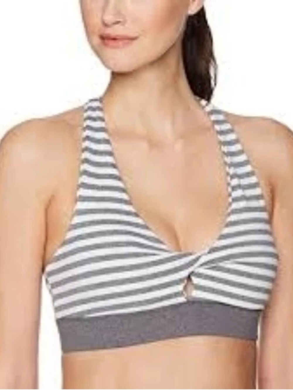 Splendid Gray & White Striped Racerback Bralette